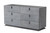 59" Gunmetal Grey Crackle Finish Six Drawer Double Dresser