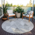 8' Gray Silver And Ivory Round Geometric Washable Indoor Outdoor Area Rug - 608219387594