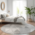 8' Gray Silver And Ivory Round Geometric Washable Indoor Outdoor Area Rug - 608219387594