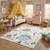 4' X 6' Off White Brown Green And Blue Castle and Rainbow Youthful Area Rug - 880024859729