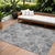 10' X 14' Gray Charcoal And Ivory Abstract Washable Indoor Outdoor Area Rug
