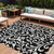 9' X 12' Black And Ivory Floral Washable Indoor Outdoor Area Rug - 608219253769