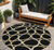 8' Black Ivory And Beige Round Abstract Washable Indoor Outdoor Area Rug - 608219290764