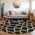 8' Black Ivory And Beige Round Abstract Washable Indoor Outdoor Area Rug - 608219290764