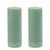 Set of Two Green Unscented Candle Flameless Pillar Candles - 880016478235