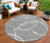 8' Gray And Ivory Round Abstract Washable Indoor Outdoor Area Rug - 608219039875
