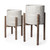 Set of Two Cream And Brown Ceramic And Wood Round Elevated Planters - 880024953410