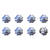 Set of Eight Blue And White Ceramic And Metal Drawer Pull Knobs - 608219036249