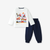 Spring And Autumn Boys Cartoon Vehicles Pattern Long Sleeves Top T-Shirt And Solid Color Pants Clothing Set - 716252302600