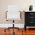 White and Black Steel and Faux Leather Adjustable Swivel Rolling Office Chair - 880016769883