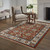Homeroots Home Decor 10' x 13' Oriental Area Rug, Red Blue Ivory Gold Navy, Power Loom Stain Resistant