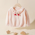Baby Girl Solid Color Hollow Carved Design Cherry Patched Cardigan - 716252331587