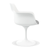 White Heavy Duty Plastic Swivel Dining Arm Chair With Gray Faux Leather Cushion - 608219289584