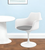 White Heavy Duty Plastic Swivel Dining Arm Chair With Gray Faux Leather Cushion - 608219289584