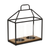 15" Black Metal Glass And Wood Geometric Two Light Hurricane Candle Holder - 880016865011