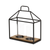 15" Black Metal Glass And Wood Geometric Two Light Hurricane Candle Holder - 880016865011