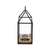 15" Black Metal Glass And Wood Geometric Two Light Hurricane Candle Holder - 880016865011