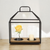 15" Black Metal Glass And Wood Geometric Two Light Hurricane Candle Holder - 880016865011