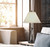 32" Rust Metal Table Lamp With Gray Empire Shade