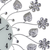 27" Silver White And Black Metal and Glass Silent Analog Floral Round Wall Clock - 880016458145