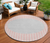 8' Pink And Silver Round Striped Washable Indoor Outdoor Area Rug - 608219148775