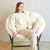 33" White Tufted Faux Fur and Metal Folding Lounge Chair - 880024697918