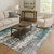10' X 14' Teal Charcoal And Ivory Abstract Washable Area Rug With UV Protection - 880016477696