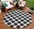 8' Black And Ivory Round Polka Dot Washable Indoor Outdoor Area Rug - 880016779752