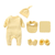 Newborn Solid Color Romper Hat, Bib, Gloves, Footwear, Square Scarf Sets - 643491107744