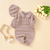 Baby Solid Color Crochet Knit Design Lapel Knit Jumpsuit - 643491110904