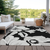 9' X 12' Black Gray And Silver Floral Washable Indoor Outdoor Area Rug - 608219241889