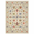 6' X 9' Ivory Salmon Pink Gold Blues Grey Rust And Green Oriental Power Loom Stain Resistant Area Rug With Fringe