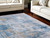 12' X 15' Blue Gold and Gray Abstract Power Loom Area Rug With Fringe