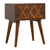22" Chestnut Solid Wood Geometric Brass Inlay Two Drawer Nightstand
