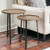 Set Of 2 Round Brown Solid Wood Iron Base Nesting Side Tables