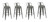 Set of Four 26" Dark Gray Metal Low Back Counter Height Bar Chairs