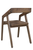 Dark Brown Solid Wood Open Back Dining Arm Chair