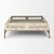 44" Off White Clear And Gold Solid Wood Glass And Iron Storage Coffee Table