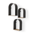 Set Of Three Black And Brown Metal And Solid Wood Arched Wall Mounted Accent Shelf
