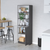 71" Gray And White Wood Three Tier Bookcase with Two Doors