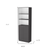71" Gray And White Wood Three Tier Bookcase with Two Doors