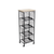 41" Black And Natural Metal And Wood Basket Storage Rolling Cabinet