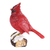 Cardinal Figurine On Log Snow Resin 4.5H