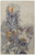 10' X 14' Gray Blue And Orange Wool Floral Tufted Handmade Area Rug