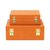 Set Of Two Orange Faux Shagreen Jewelry Boxes With Decorative Hardware
