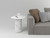 16" White Marble and Wood Round Pedestal End Table