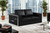 73" Black And Silver Metallic Top Grain Leather Loveseat
