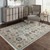 Homeroots Home Decor 10' x 13' Oriental Power Loom Stain Resistant Area Rug, Blue Beige Grey Green Yellow And Rust, With Fringe