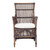 Set of Two Cream And Dark Brown Rattan Slat Back Dining Arm Chairs