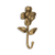 4" Antiqued Gold Cast Iron Flower Wall Hook